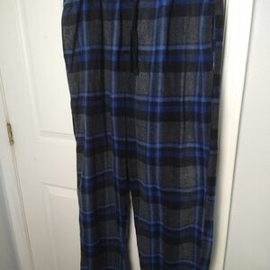 Perry Ellis portfolio men's blue grey plaid sleepwear/ lounge elastic pull on XL